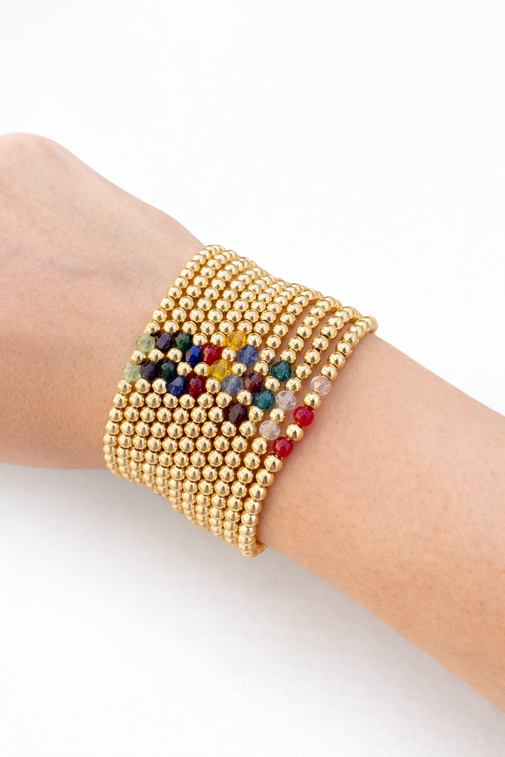 Gold Beaded Birthstone Bracelet