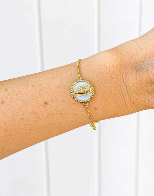 Mother of Pearl Virgin Mary Adjustable Bracelet