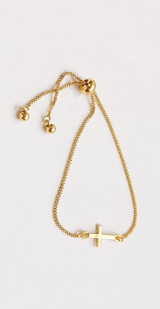 Dainty Gold Cross Adjustable