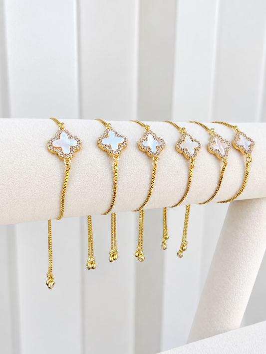 Pearl Clover Adjustable Bracelet