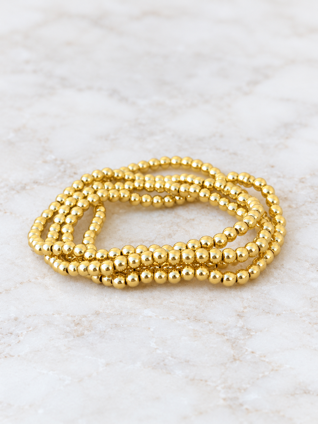 4mm Beaded Gold Bracelet