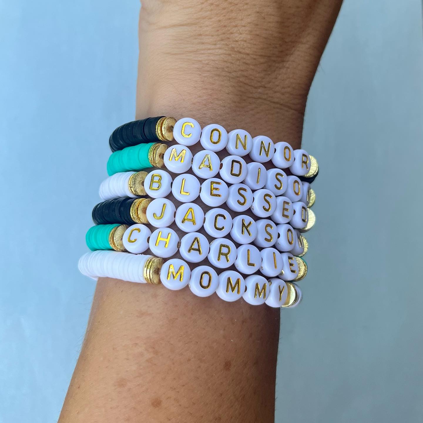Custom Name Heishi Bead Bracelet